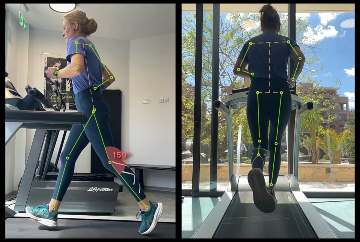 Runner on a treadmill in Paphos, focusing on running cadence